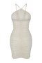 Ekru Simli Örme Drape Detaylı Vücudu Saran Kısa / Mini Elbise TPRSS26EL00248 - 8