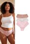 Pembe-Çok Renkli  3'lü Paket Yumuşak Dantelli Hipster Örme Esnek Büyük Beden Külot TBBAW25CM00008
