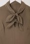 Khaki Bow Collar Slit Zipper Blouse with Elastic Waist Pleated Trousers Tdrss26Au00060 - 8