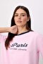 Pembe Slogan Oversize/Geniş Kalıp Düşük Kol Kısa Kollu %100 Pamuk Örme T-Shirt TWOSS26TS00193 - 2
