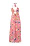 Fruit Patterned Woven Maxi Accessory Detailed 100% Cotton Beach Dress Tbess26El00059 - 8