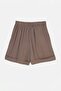 Khaki Modal Double Cuffed Pleated Comfortable Fit Shorts Tdrss26Sr00018 - 6