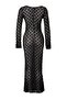 Black Knitted Maxi Beach Dress with Accessory Detail Tbess26El00018 - 4