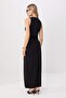 Siyah Asimetrik Yaka Bodycone/Vücudu Saran Maxi Elbise TPRSS26EL00295 - 4