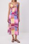 Multi-Colored Geometric Pattern Strap Slip Midi Woven Satin Dress Twoss26El00974 - 3