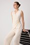 Stone Double-Breasted Akseusar Detailed Textured Flexible Knitted Bottom - Top Set Twoss25Au00137 - 2