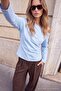 Trendyolmilla Wardrobe Essentials – Mavi Düşük Omuz Poplin Dokuma Bluz | TWOAW27BZ00057 - 4