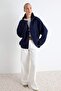 Wardrobe Essentials Lacivert Çift Taraflı Fermuarlı Yumuşak Dokulu Triko Hırka TBBAW27AV00011 - 5