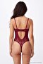 Bordo İnce Askılı Dantel Kaplı Örme Body THMAW27BD00005 - 2