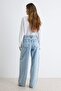 Açık Mavi Nakış Detaylı Yüksek Bel Wide Leg Jeans TWOAW27JE00122 - 4