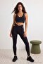 Siyah Soft Fırçalı Kumaş Cut Out Detaylı Örme Spor Tayt THMAW27TY00001 - 4