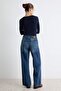 Premium Mavi DÖKÜMLÜ Yüksek Bel Bilek Boy Wide Leg Jeans TWOAW27JE00078 - 6
