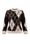 Stone Soft Textured Plaid / Checkered Thick Oversize Crew Neck Knitwear Sweater Tctaw27Ak00002 - 4