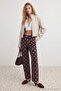Çok Renkli Kahverengi Puantiye Desenli Yüksek Bel Wide Leg Jeans TWOAW27JE00128 - 2