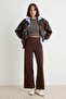 Kahverengi Düz Straight Normal Bel Boru Paça Soft/Yumuşak Dokunuşlu Örme Pantolon TWOSS26PL00196