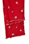 Kırmızı %100 Pamuklu Çiçekli Kurdele/Fiyonklu Fitilli/Pointel Örme Pijama Takımı THMAW26PT00070 - 5