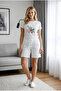 طقم شورت تي شيرت كبير الحجم بخيطين للجنسين