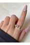 Women's Silver Color Vintage Stone Design Ring - 2