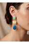 Colorful Stone Dangle Steel Earrings - 2