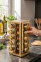 20-Piece Wooden Patterned Gold Square 360 °   Rotating Stand Spice Rack Glass Jar Set 118 ml - 3