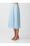 Sky Blue High Waist Relaxed Fit Pleated Mesh Midi Skirt - 6