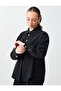 Black Relaxed Fit Long Sleeve Metal Button Woven Shirt - 3