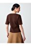 Bitter Brown Shiny Button Detailed Short Sleeve Knitwear Vest - 6