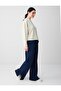 Navy Blue High Waist Wide Leg Pocket Detailed Knitted Trousers - 3
