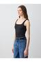 Black U Neck Slim Fit Sleeveless Knitted Tank Top - 4