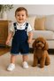Salopet Lycra Denim Polo Collar Sweatshirt Buttoned Salopet Summer Baby Boy Set