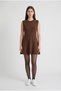 Brown Standard Fit Regular Cut Sleeveless Crew Neck Women's Knitwear Dress