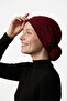 Ready-Made Burgundy Turban Hijab with Bun, Suitable for Medical Use - 3