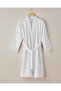 Chequer Cotton Bathrobe S-M White