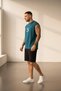 Men's Petrol Blue Ny Printed Oversize Sleeveless T-Shirt - 3
