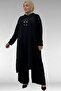 57023 Plus Size Snap on Pants Suit - Black