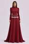Stone and Pearl Patterned Crepe Hijab Evening Dress Bordo 1690