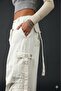 Voli Best Off-White Fringed Thick Denim Cargo Pants - 6