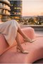 Women's Stiletto Pointed Toe Open Back Buckle Elastic Short Classic Heeled Shoes Zelor Gold - 2