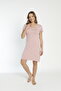 Women's Collar Lace Short Sleeve Plus Size Powder Pink Combed Cotton Nightgown - 5