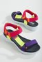 Women's Short Heel Comfortable Sole Velcro Daily Sports Sandals Ss001-0158 Purple-Phosphor - 4