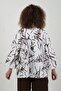 White Coffee Patterned Zippered Coat - 6