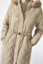 Fur Detailed Hooded Long Inflatable Beige Coat 12765 - 2