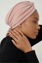 Glittery Pique Cross-Strapped Lined Powder Ready-To-Wear Turban Hijab Bonnet Suitable for Medical Use Evening Dress - 3