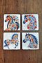 Natural Stone Coasters Set of 4 10X10X1 cm Colorful Horse Printed -Stone Coasters