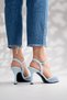 Women's Baby Blue Straw Detailed Heeled Sandals Heel Height 9 Cm. - 6