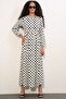 1525 Women's Long Knitted Polka Dot Dress - Stone - 4