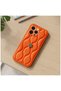 Apple iPhone 15 Pro Compatible Case Camellia Leather Case Orange - 4