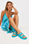 Jelly Pop Turquoise Double Buckle Detailed Women's Beach Slippers - 2