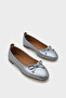 Hana Trend Wrinkled Pattern Silver Women's Ballerinas