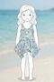 Girl Power Floral Patterned Girl's Blue Swimsuit Dress - 2